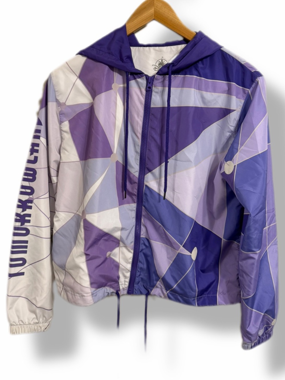 Disney Parks Tomorrowland Purple Geometric Hooded Windbreaker Jacket Small